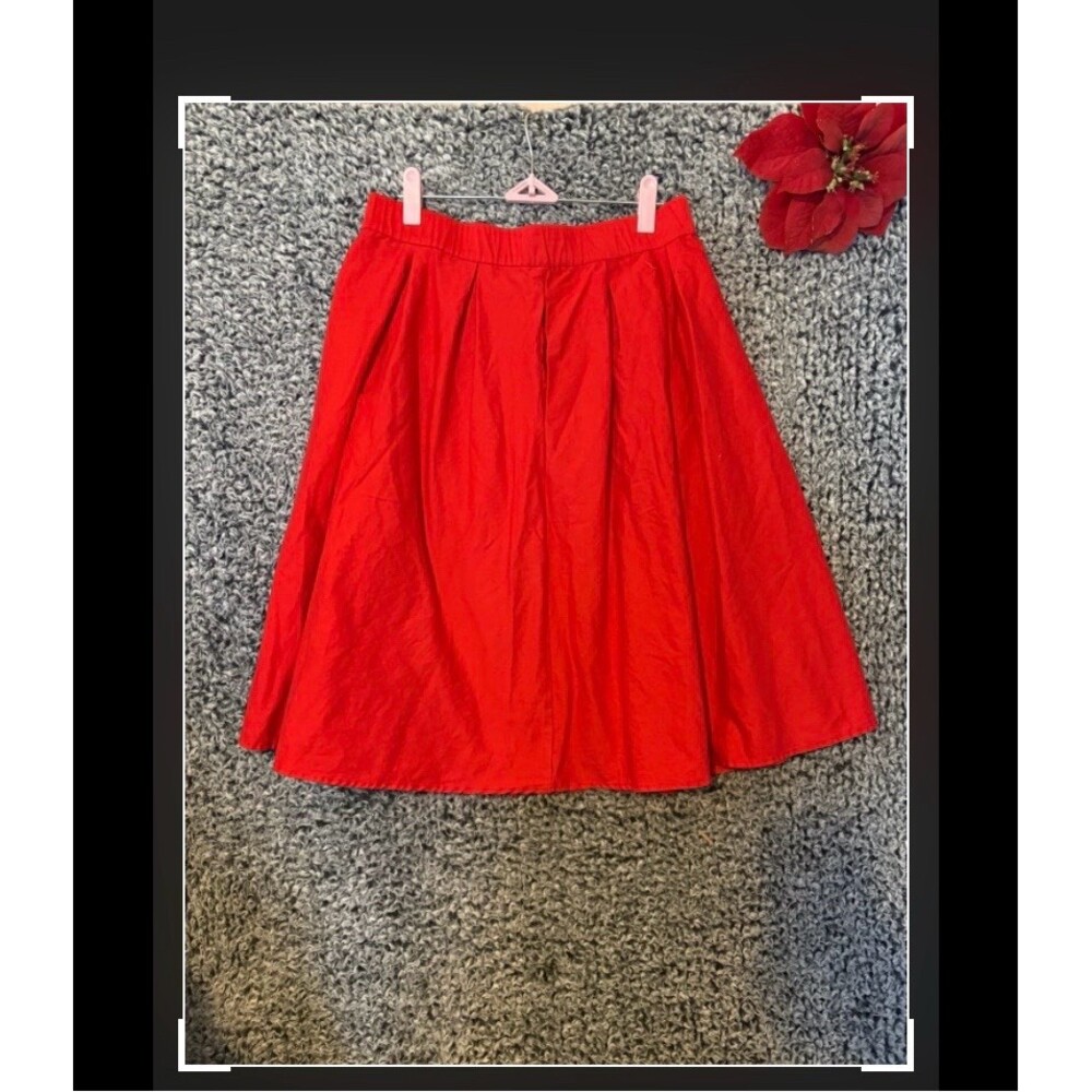 United Colors of Benetton Skirt Womens XL Red A-Line Pleated Midi Pull On